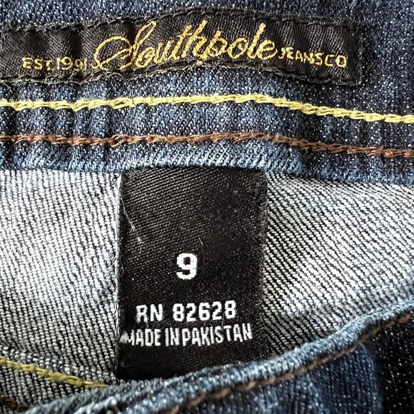 Southpole Y2K Cropped Denim Jeans Bedazzled Back Pockets Size 9 Streetwear Urban - Picture 7 of 8